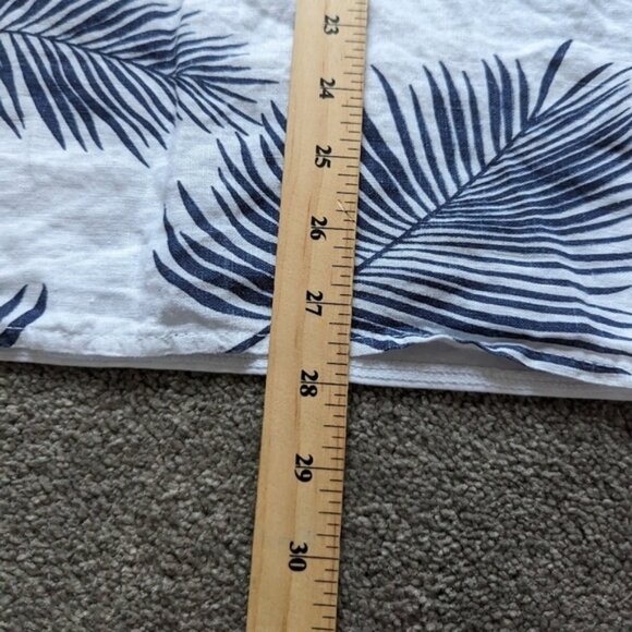 Modai linen cotton tropical leaf pattern crochet V-neck Tshirt blouse women's 3X - Picture 9 of 10